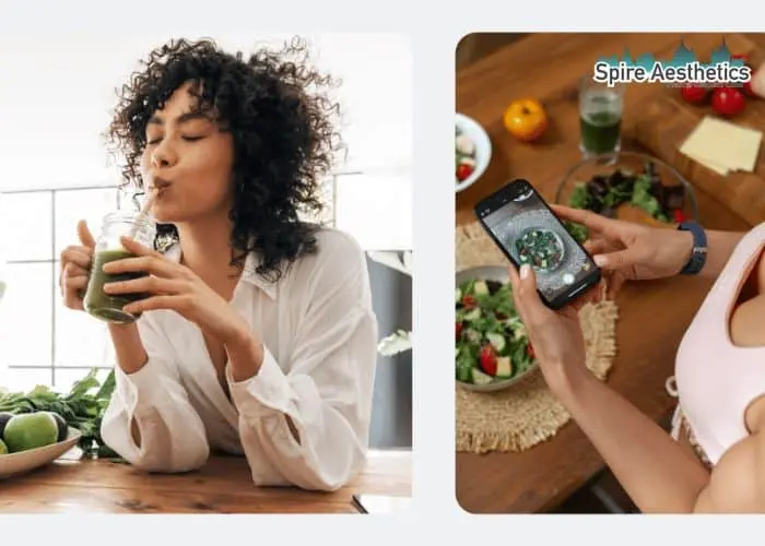 Image of woman looking into her diet and fat freezing Langside to improve her health